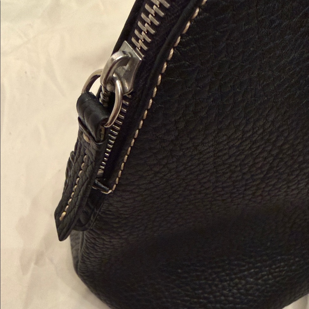 Dooney & Bourke Black Pebbled Leather Dome Satchel with Turquoise Charm - Picture 6 of 7
